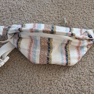 Roxy Cream and Multi-Color Striped Mini Bag Fanny Pack
